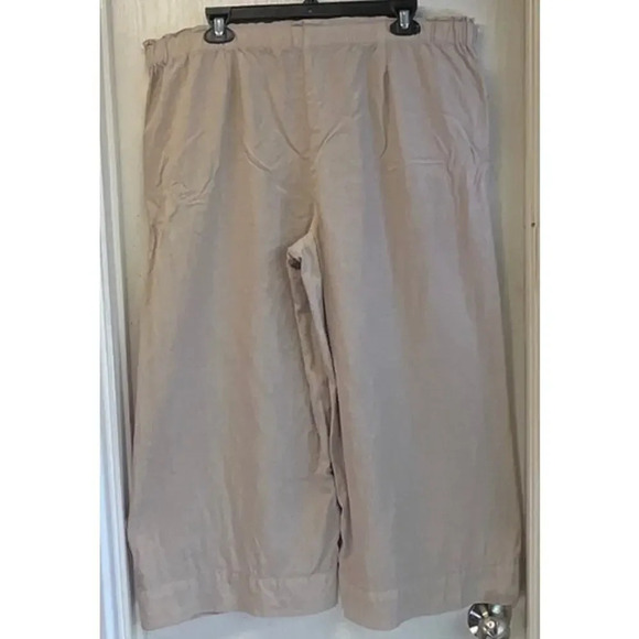 PURE JILL Womens L Khaki Elastic Waist Wide Leg 100% Lyocell Pants - Picture 12 of 14